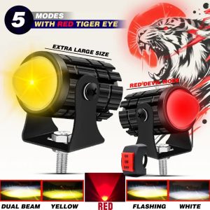 Automunk Motorcycle and Car Light Led White , Yellow And Devil Eye Fog Lamp Motorbike, Car LED (12 V, 36 W)  (Universal For Bike, Universal For Car, Pack of 2)