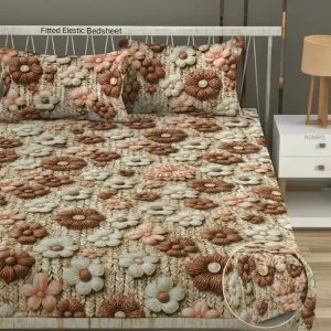 Ulom Woolen King Fitted (Elastic) 320 TC Floral Bedshee...